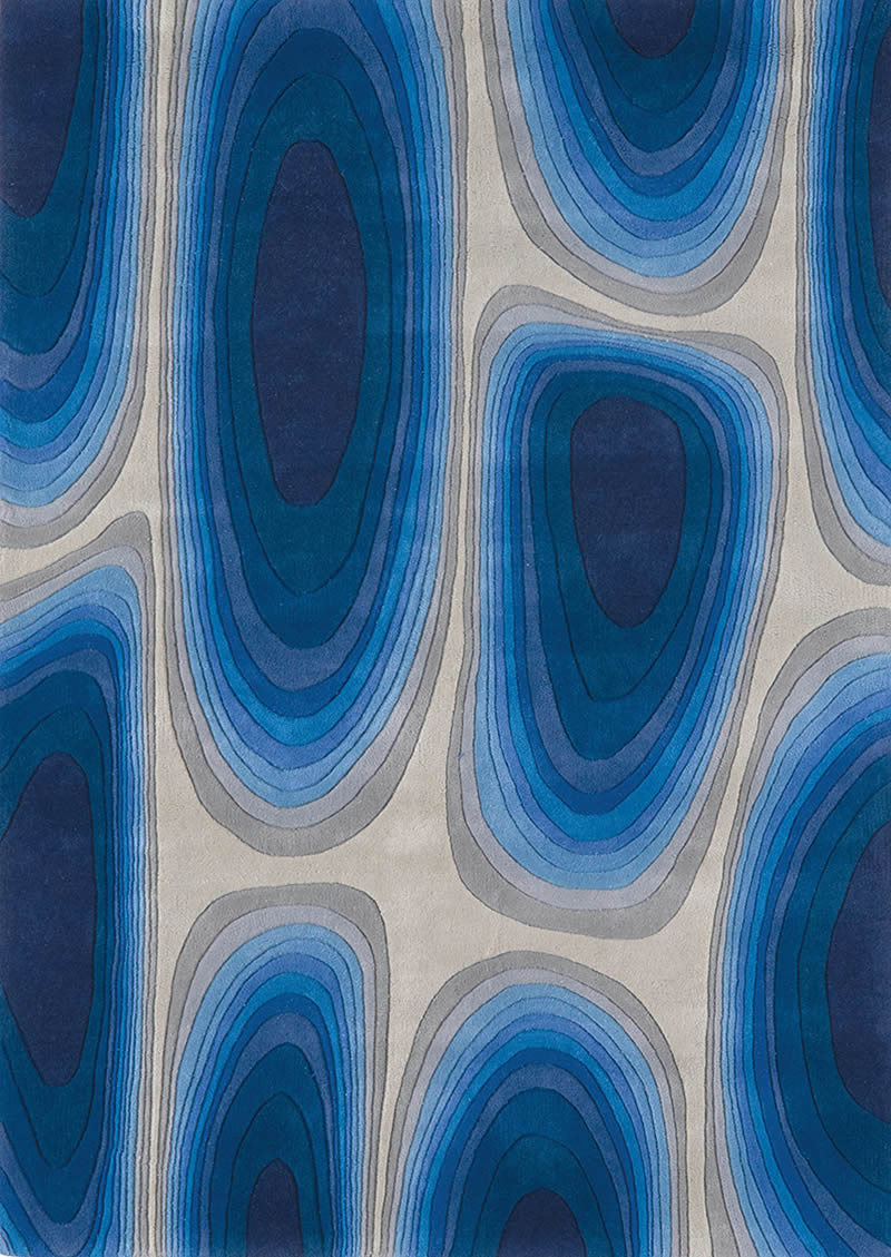 现代风格深浅蓝色抽象图案地毯贴图