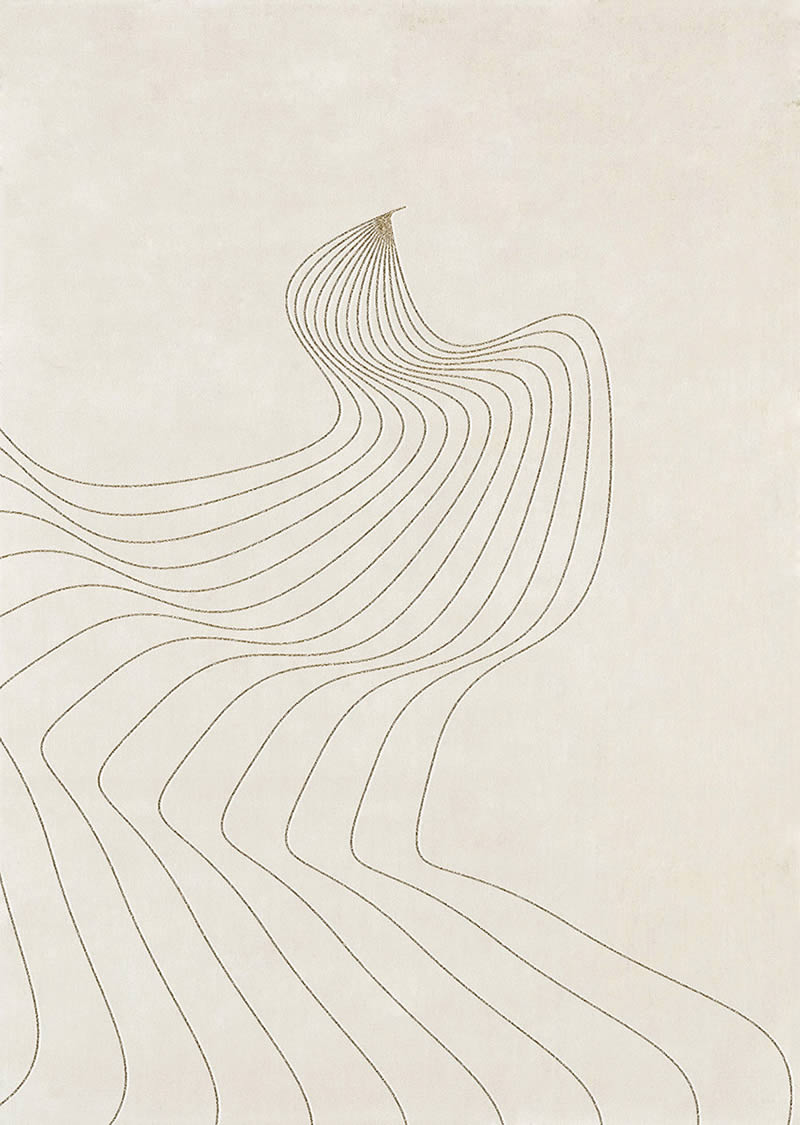 现代风格暖白色素色简单线条图案地毯贴图