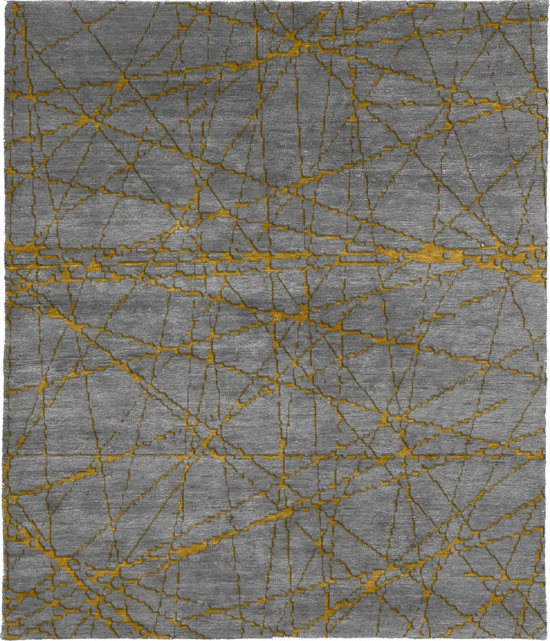 现代风格灰黄色几何线条图案地毯贴图