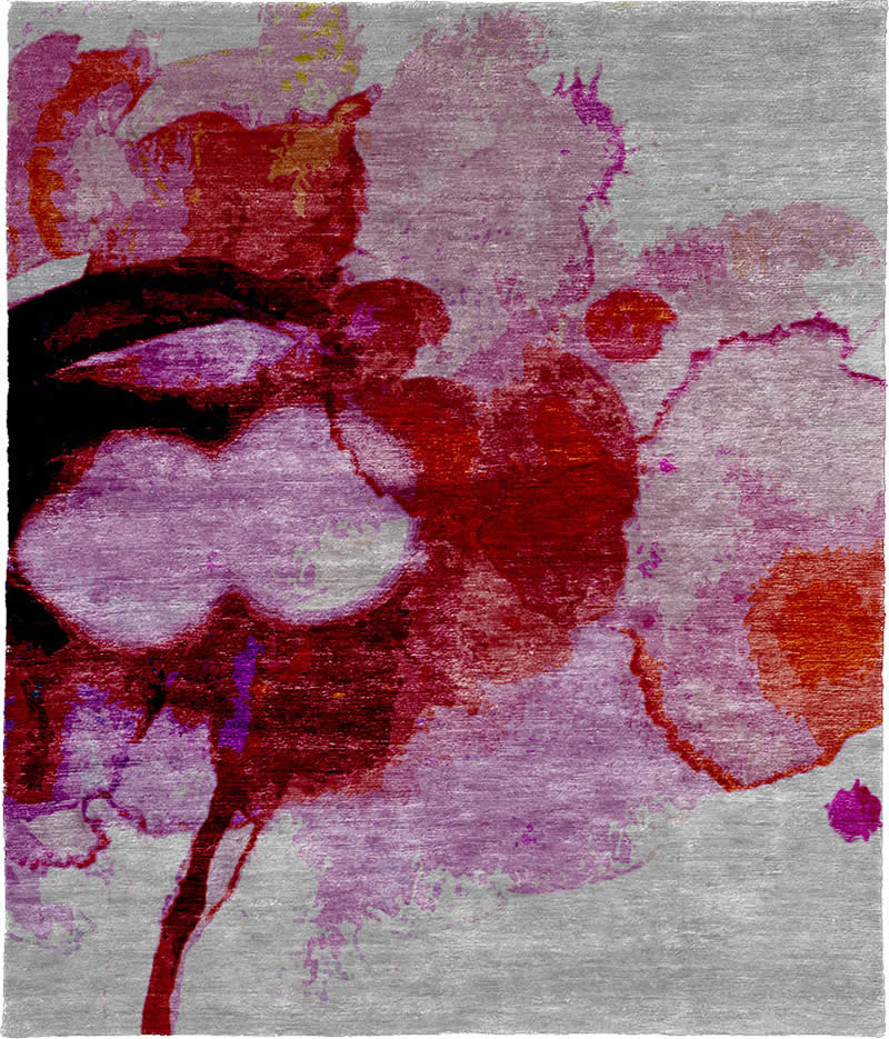 现代风格粉红色花朵图案地毯贴图-高端定制