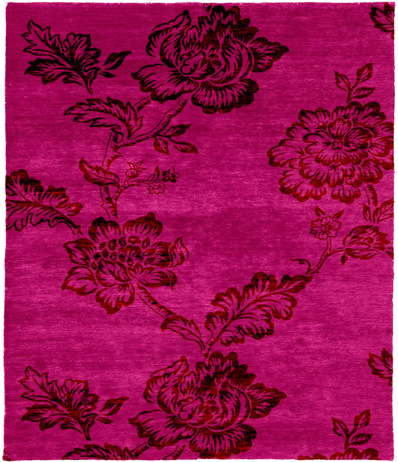 新中式风格粉红色牡丹图案地毯贴图