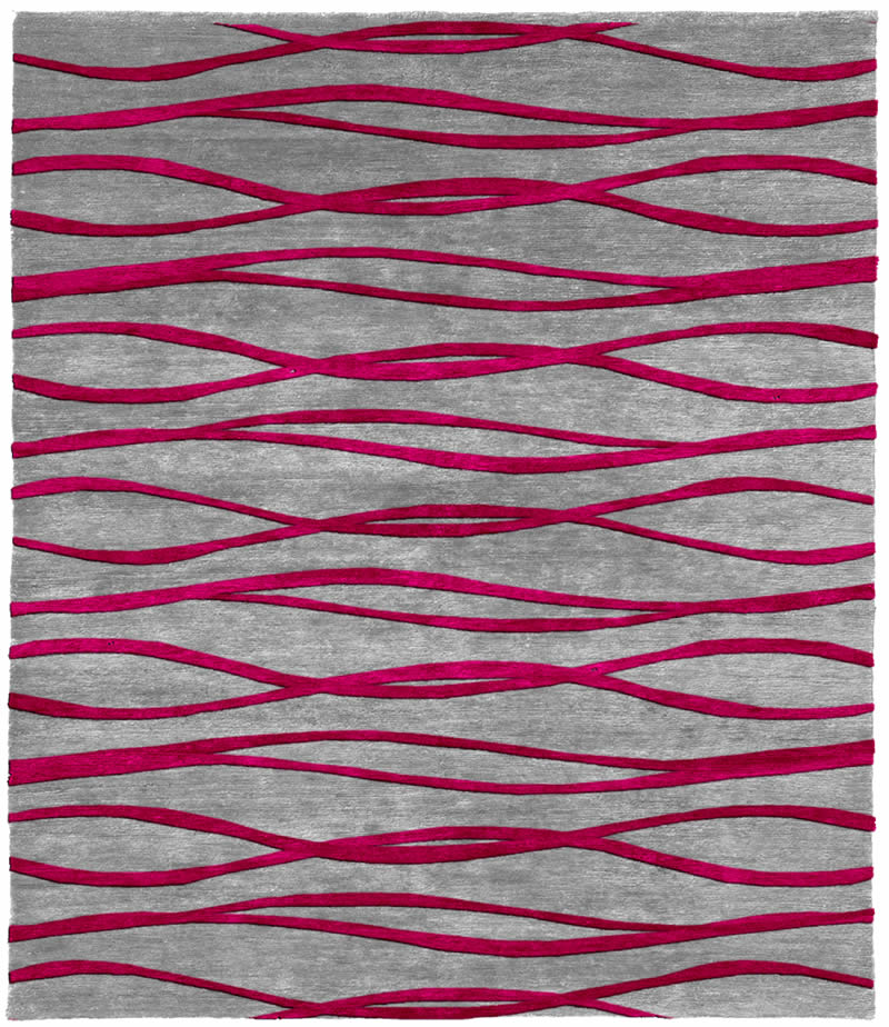 现代风格灰红色波纹图案地毯贴图