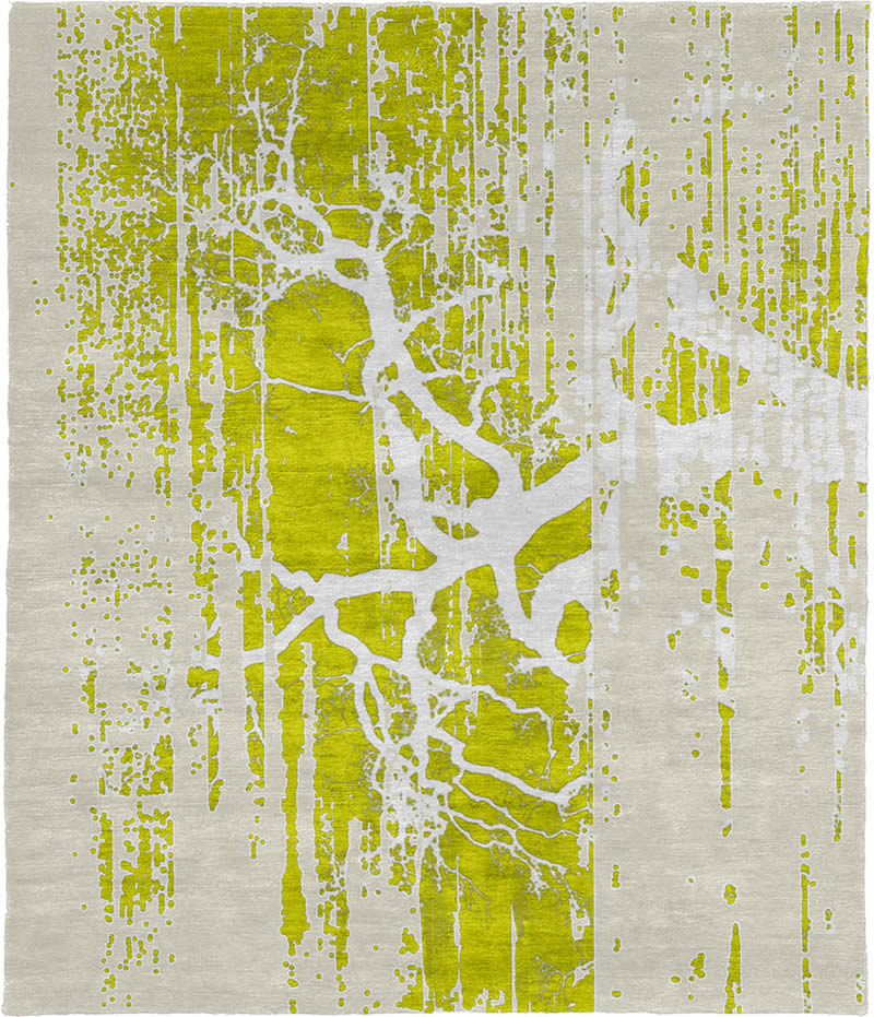 现代风格灰黄色树纹图案地毯贴图-高端定制