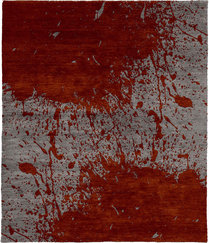 现代风格灰红色抽象图案地毯贴图-高端定制
