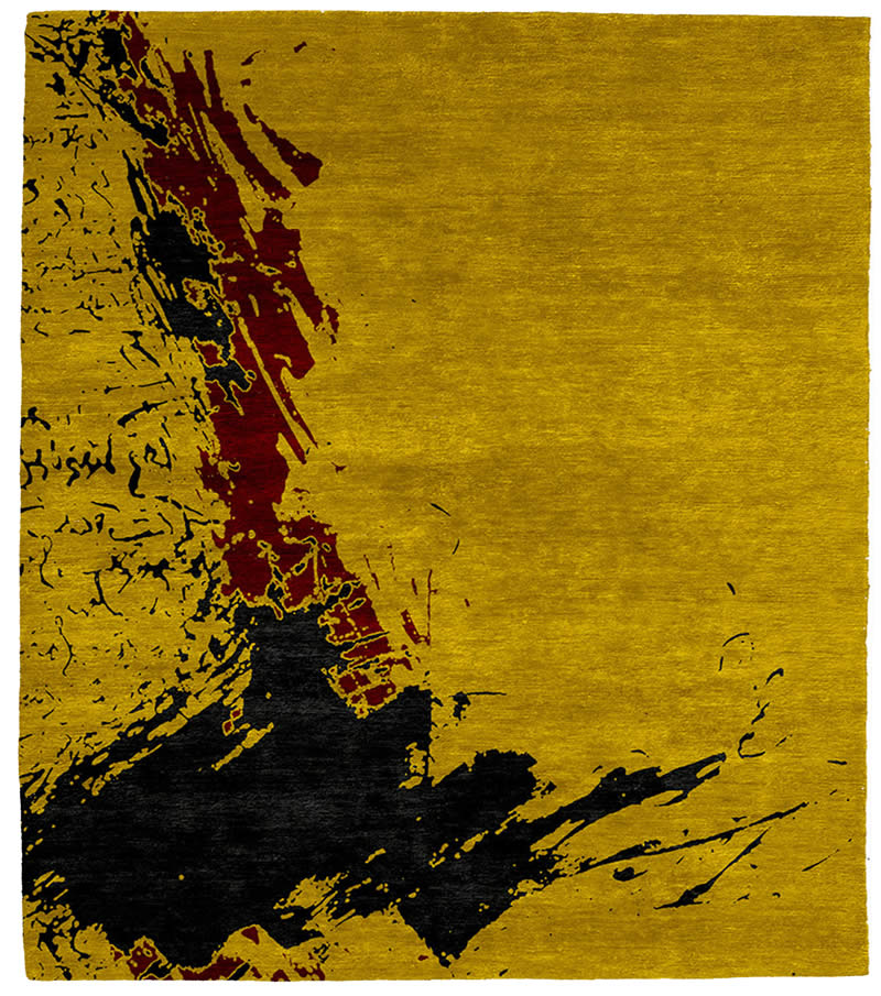 现代风格黄黑色抽象图案地毯贴图-高端定制