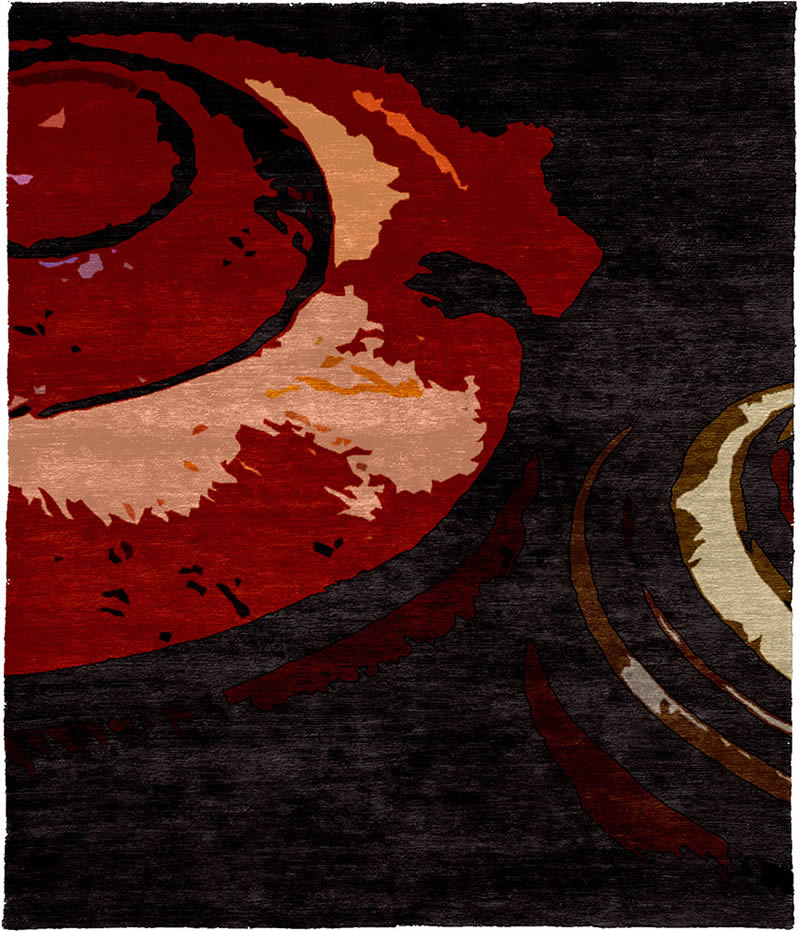 现代风格墨红色简单抽象图案地毯贴图-高端定制