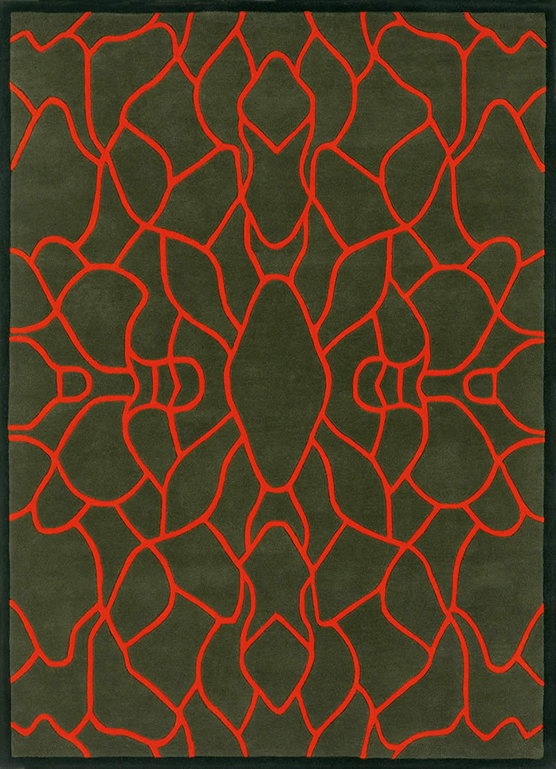 现代风格绿红色纹理图案地毯贴图
