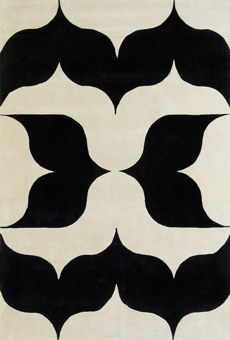 现代风格黑白色简单几何图案地毯贴图