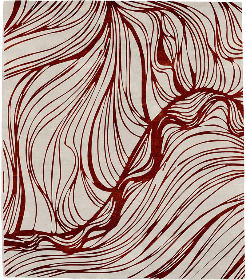 现代风格暗红色简单抽象图案地毯贴图-高端