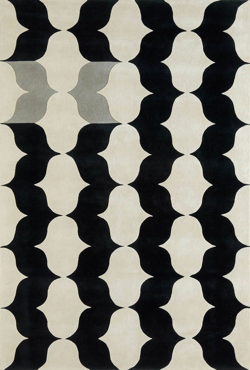 现代风格黑白几何纹理图案地毯贴图