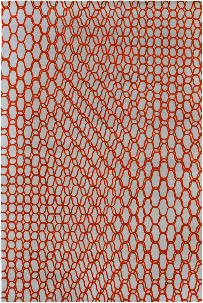 现代风格橘色网状图案地毯贴图
