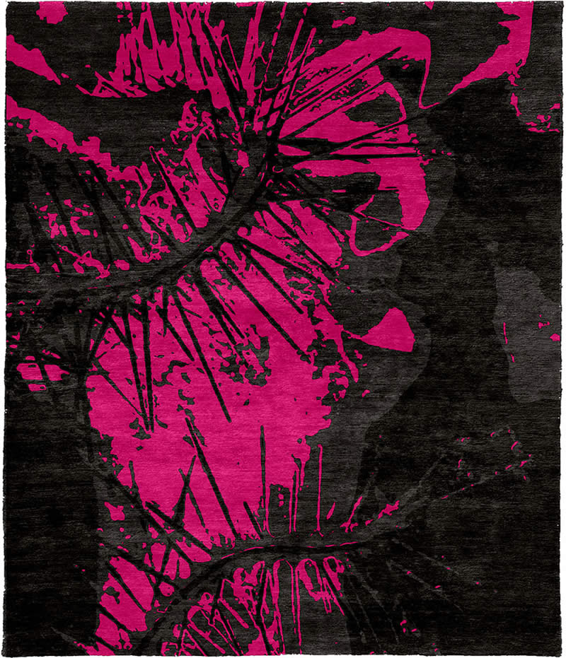 现代风格灰粉色植物图案地毯贴图-高端定制