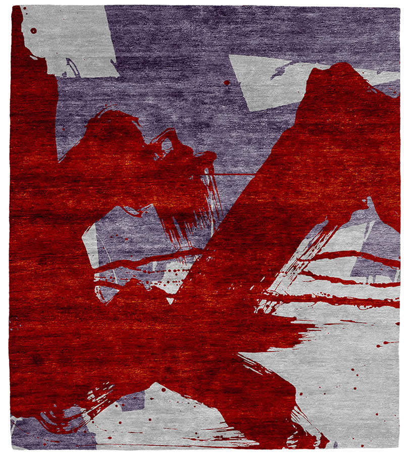 现代风格红紫色简单抽象图案地毯贴图-高端
