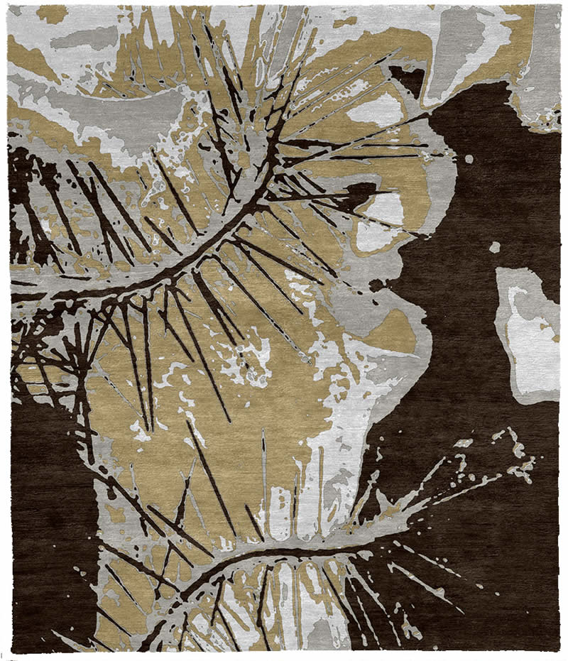 现代风格咖色系植物图案地毯贴图-高端定制