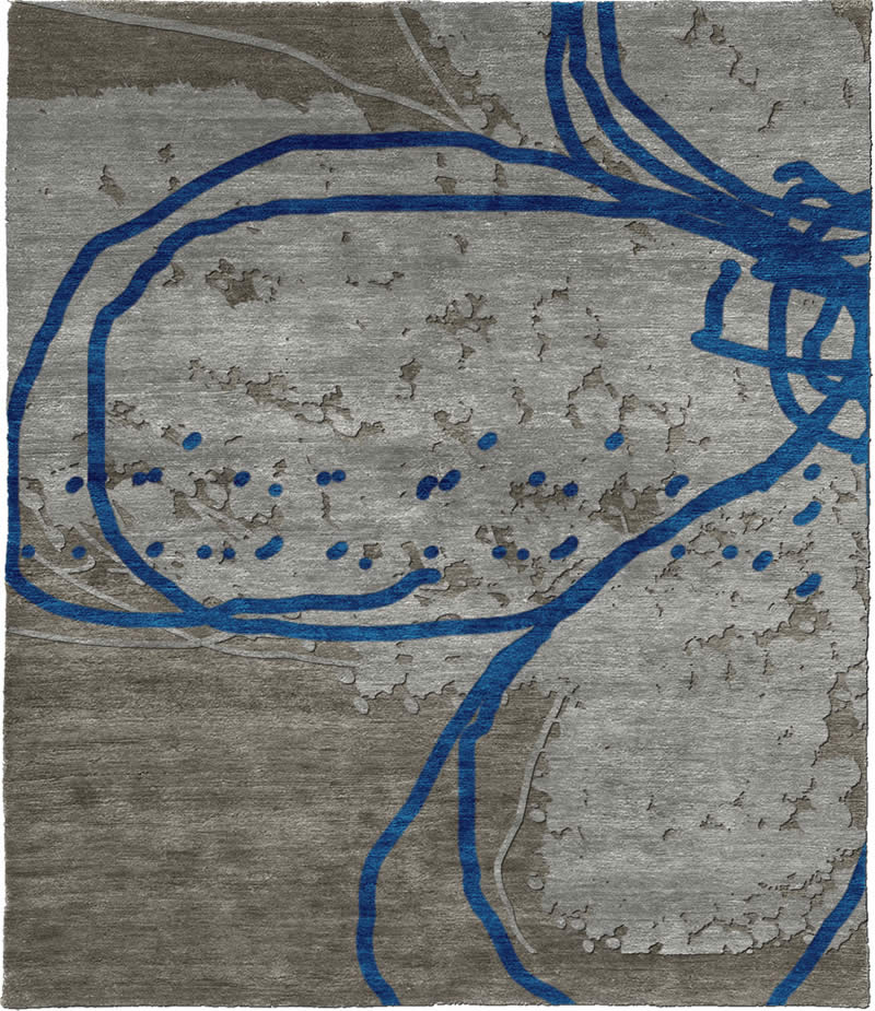 现代风格浅灰蓝色简单抽象图案地毯贴图-高