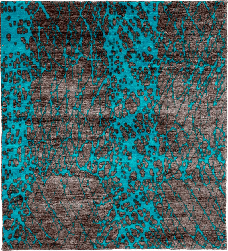 现代风格灰青蓝色抽象图案地毯贴图-高端定