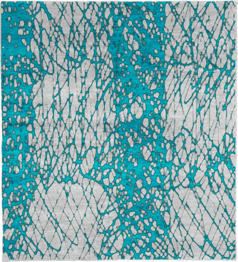 现代风格青白色抽象图案地毯贴图-高端定制