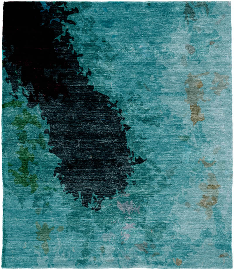 现代风格青蓝色抽象图案地毯贴图-高端定制