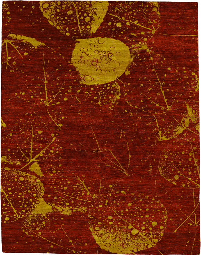 现代风格橘红色抽象图案地毯贴图-高端定制