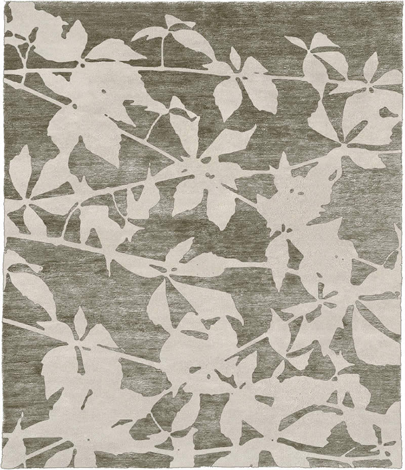 现代风格浅灰咖色叶子图案地毯贴图