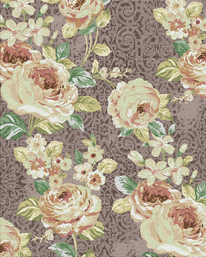 欧式风格玫瑰花朵图案地毯贴图