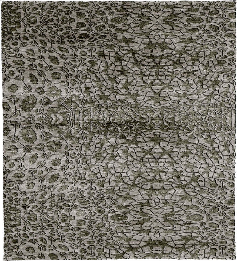 现代风格灰绿色几何抽象图案地毯贴图-高端