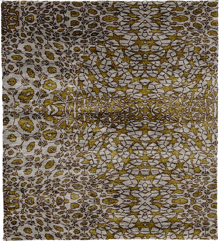 现代风格浅黄灰白色几何抽象图案地毯贴图