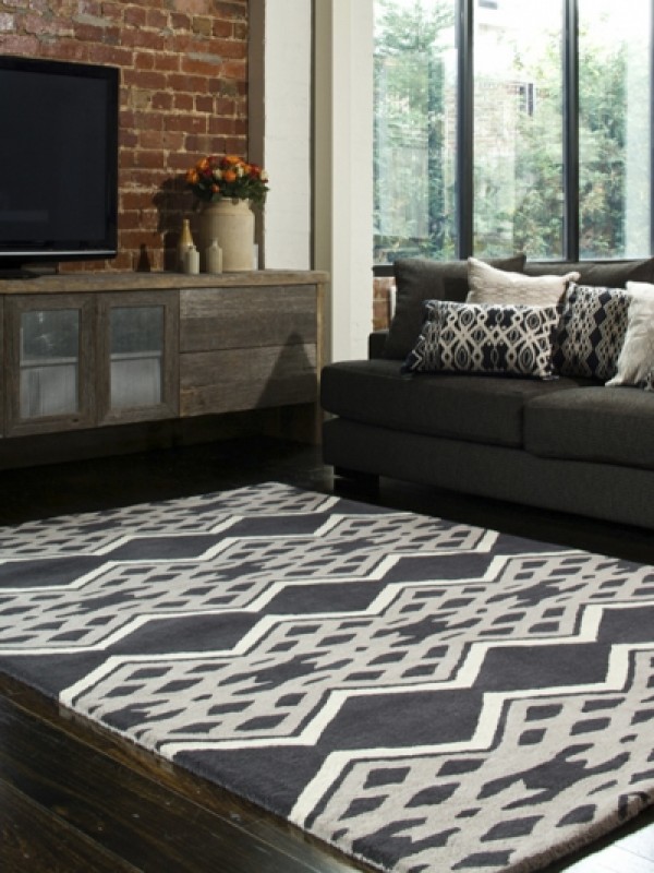 新中式风格黑灰色简单几何图案地毯贴图
