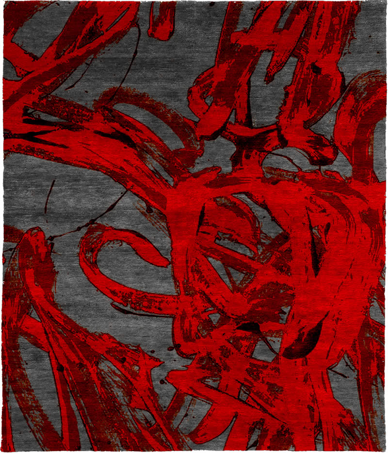 现代风格红灰色抽象纹理图案地毯贴图-高端