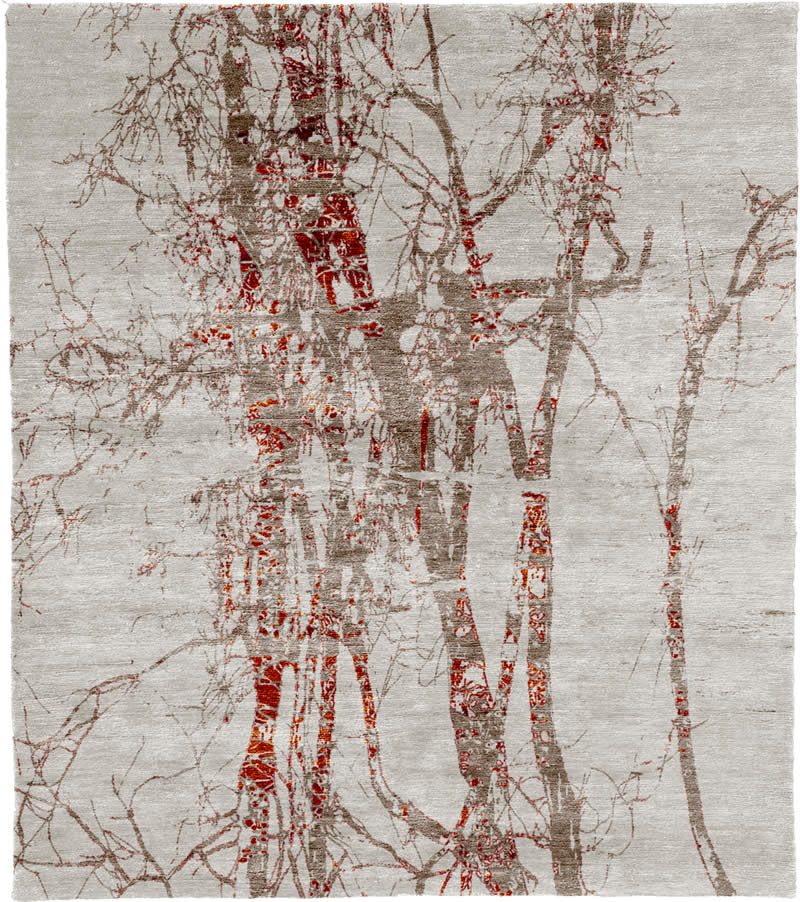 现代风格灰咖色树纹图案地毯贴图-高端定制