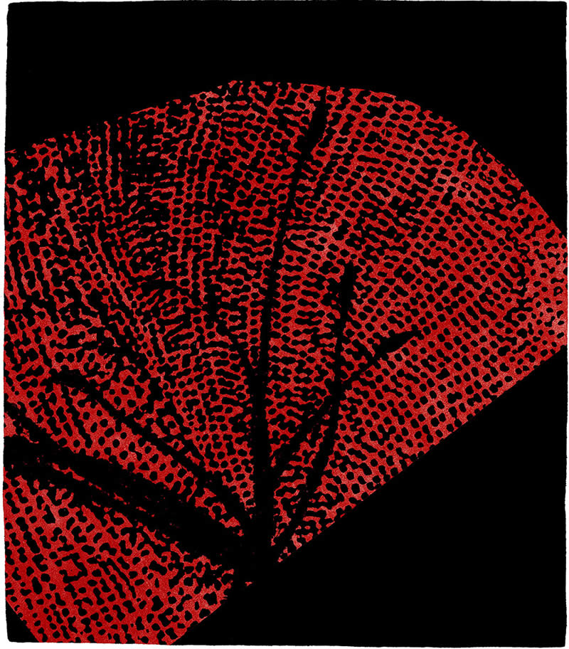 现代风格黑红色叶子图案地毯贴图