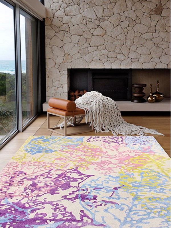 北欧风格彩色叶子图案地毯贴图