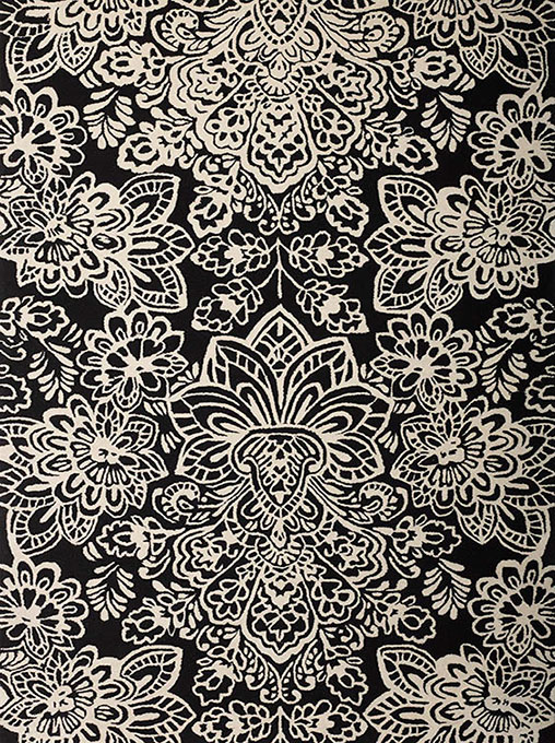 现代美式黑白波西花纹图案地毯贴图