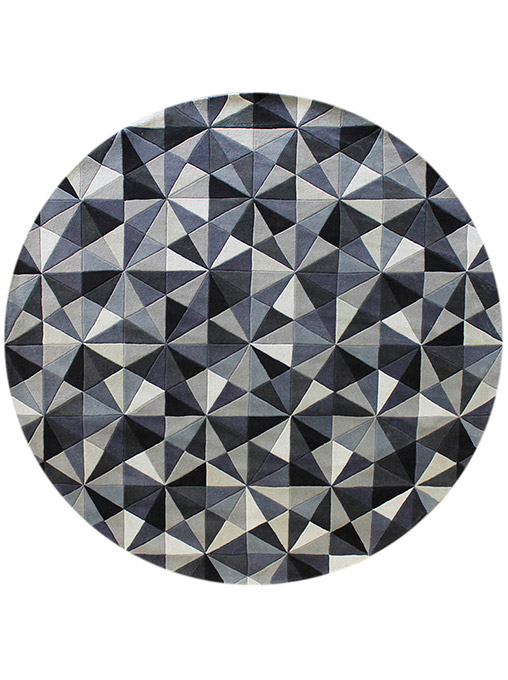 北欧风格灰蓝白几何图案圆形地毯贴图