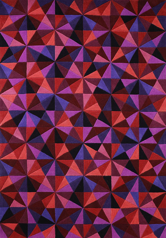 北欧风格红紫黑色色三角几何图案地毯贴图