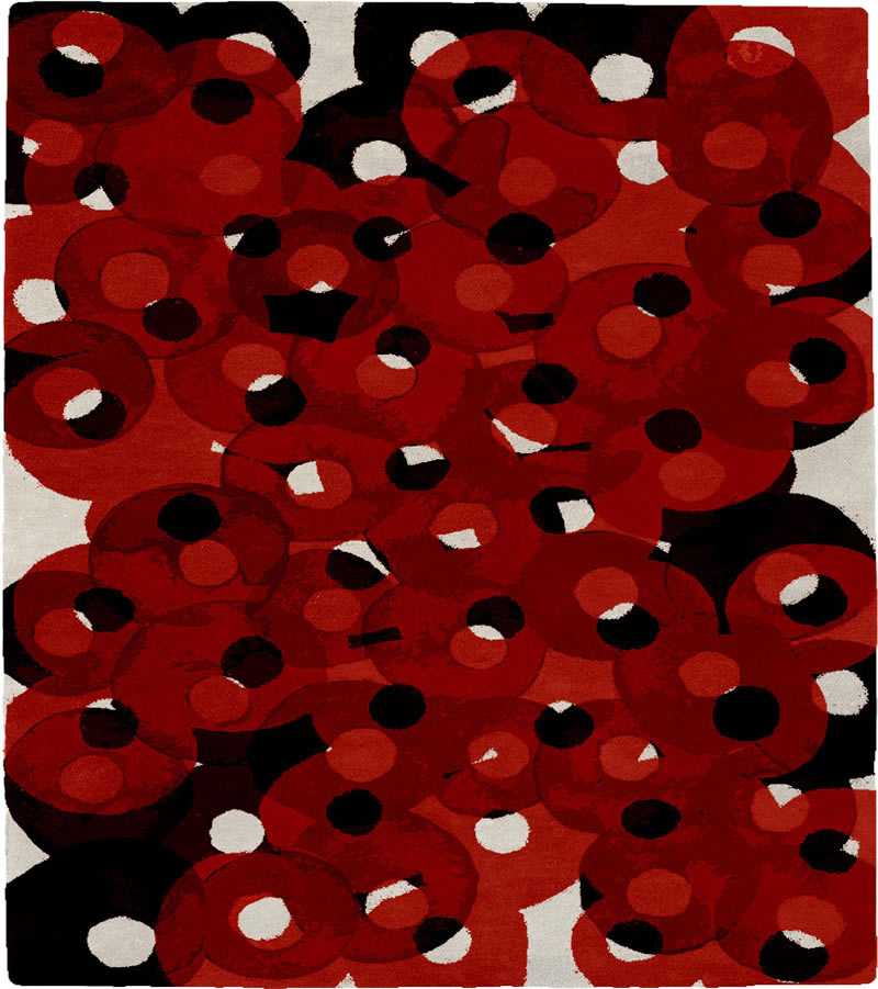 现代风格暗红色圆圈抽象图案地毯贴图