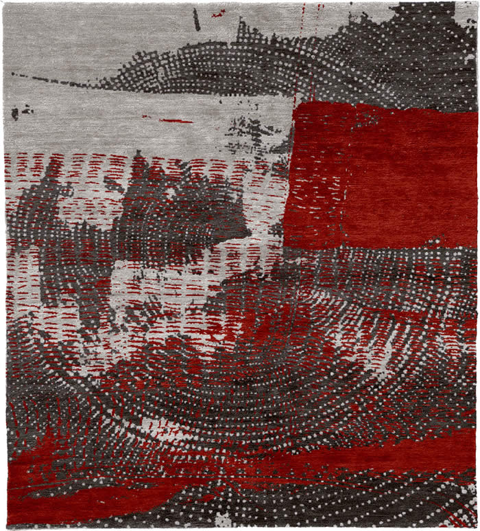 现代风格红咖色抽象图案地毯贴图-高端定制