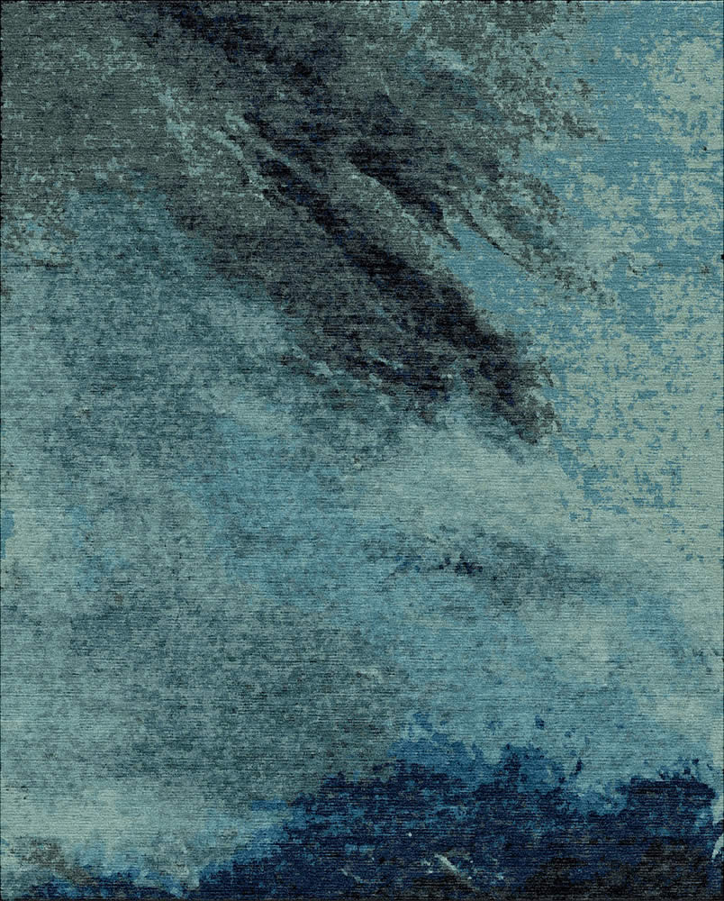 现代风格青灰蓝色抽象图案地毯贴图-高端定