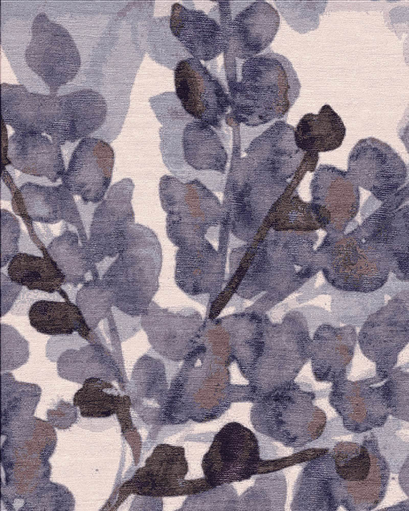 现代风格紫色植物图案地毯贴图-高端定制