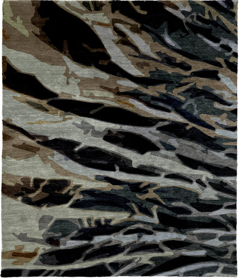 现代风格深绿咖色简单抽象图案地毯贴图