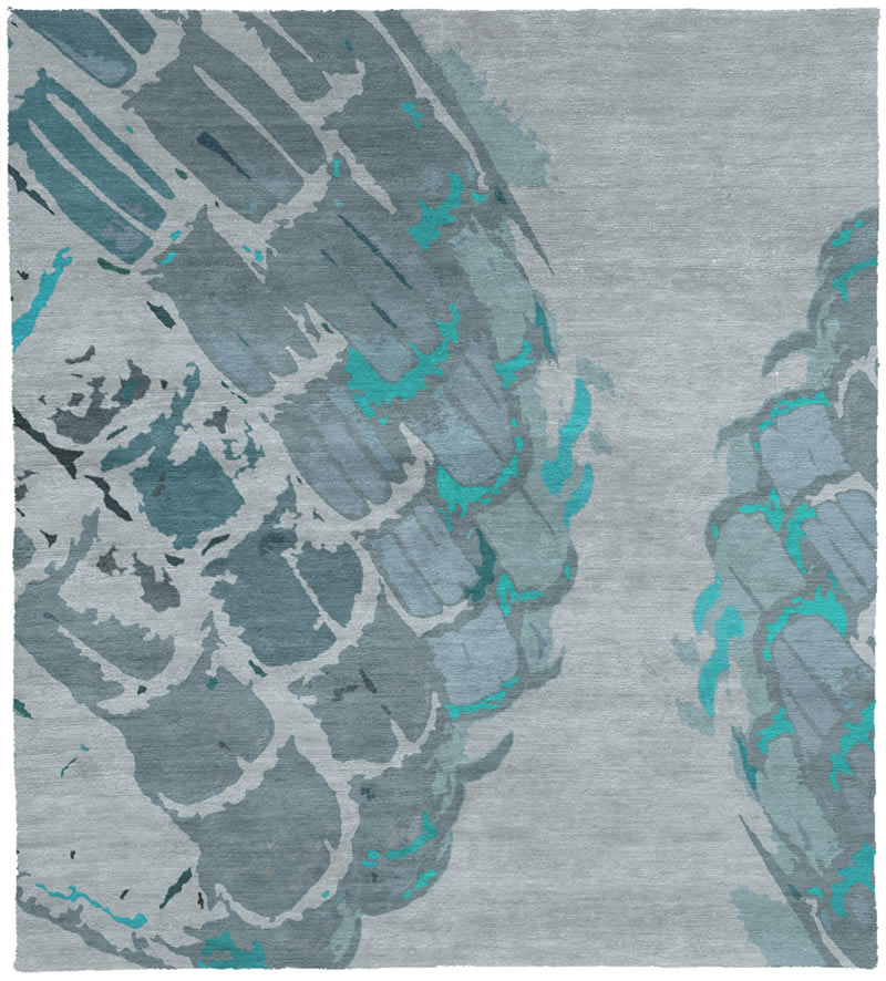 现代风格蓝灰色抽象简单图案地毯贴图