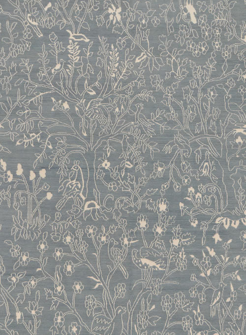 新中式蓝白花鸟图案地毯贴图
