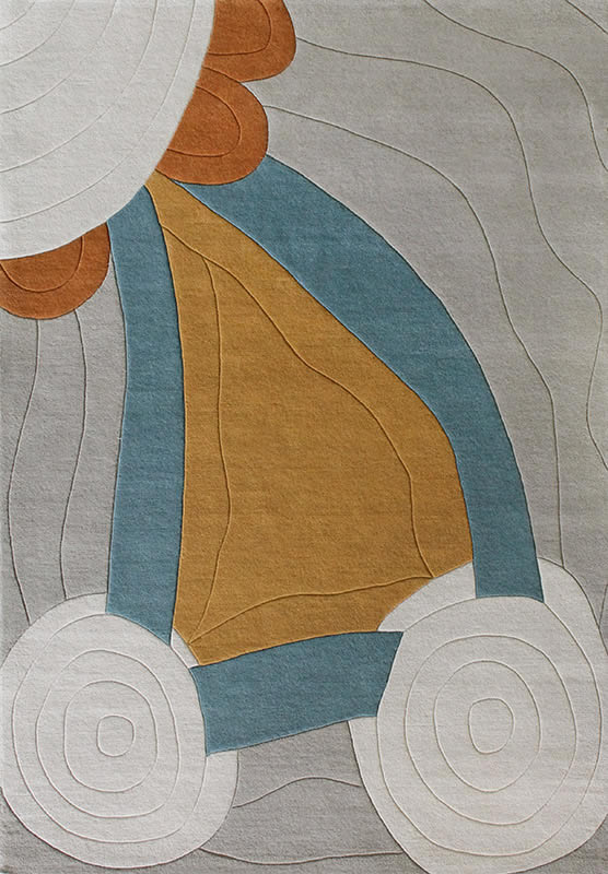 现代风格灰白蓝橘色简单纹理图案地毯贴图