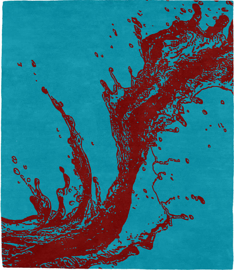 现代风格青蓝色红色抽象纹理图案地毯贴图