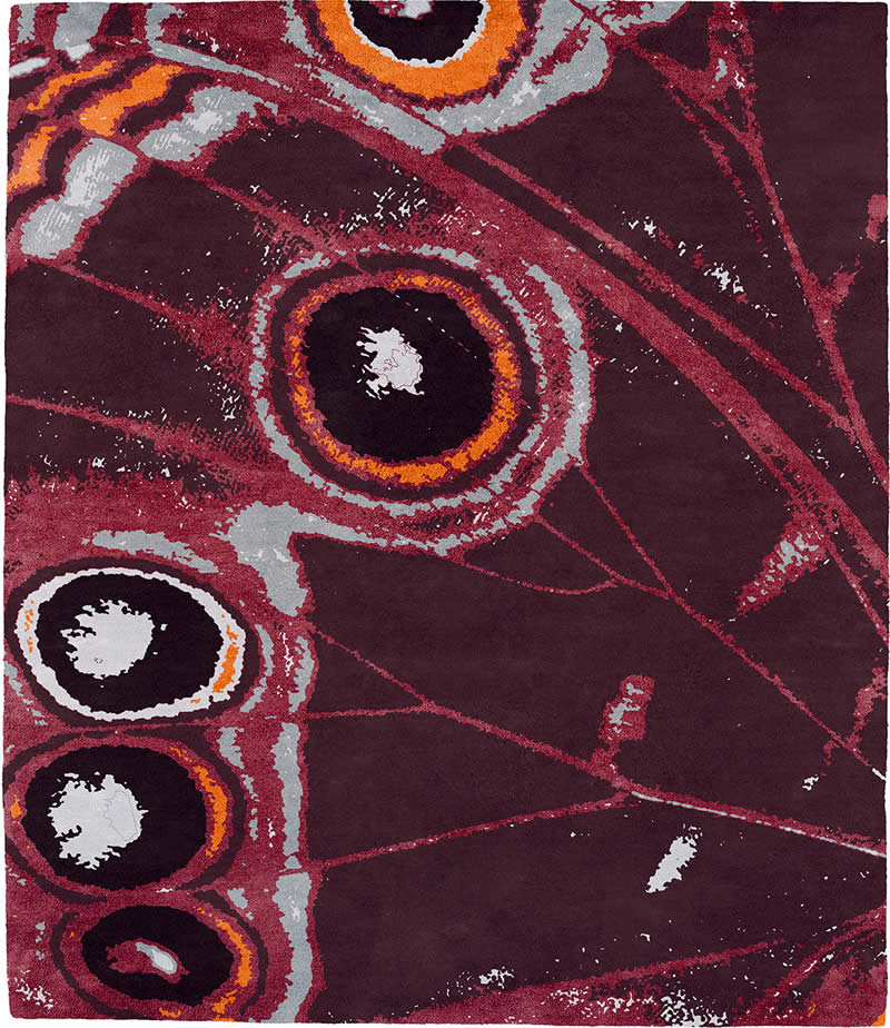 现代风格玫红色蝴蝶翅膀图案地毯贴图