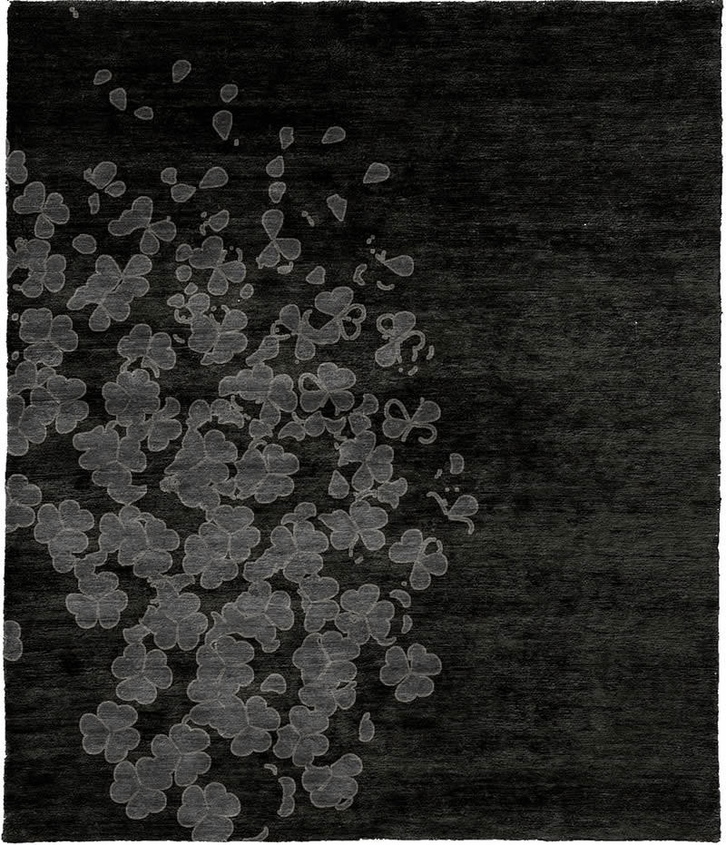 现代风格深灰色四叶草图案地毯贴图