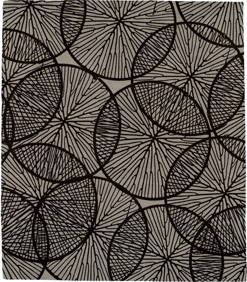 新中式黑灰色圆形纹理图案地毯贴图