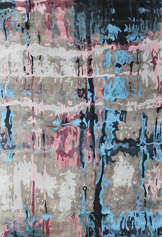 现代风格蓝灰墨色抽象图案地毯贴图