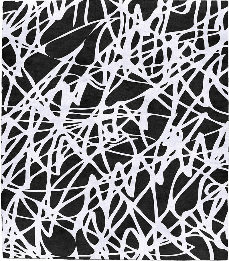 现代风格黑白抽象纹理图案地毯贴图