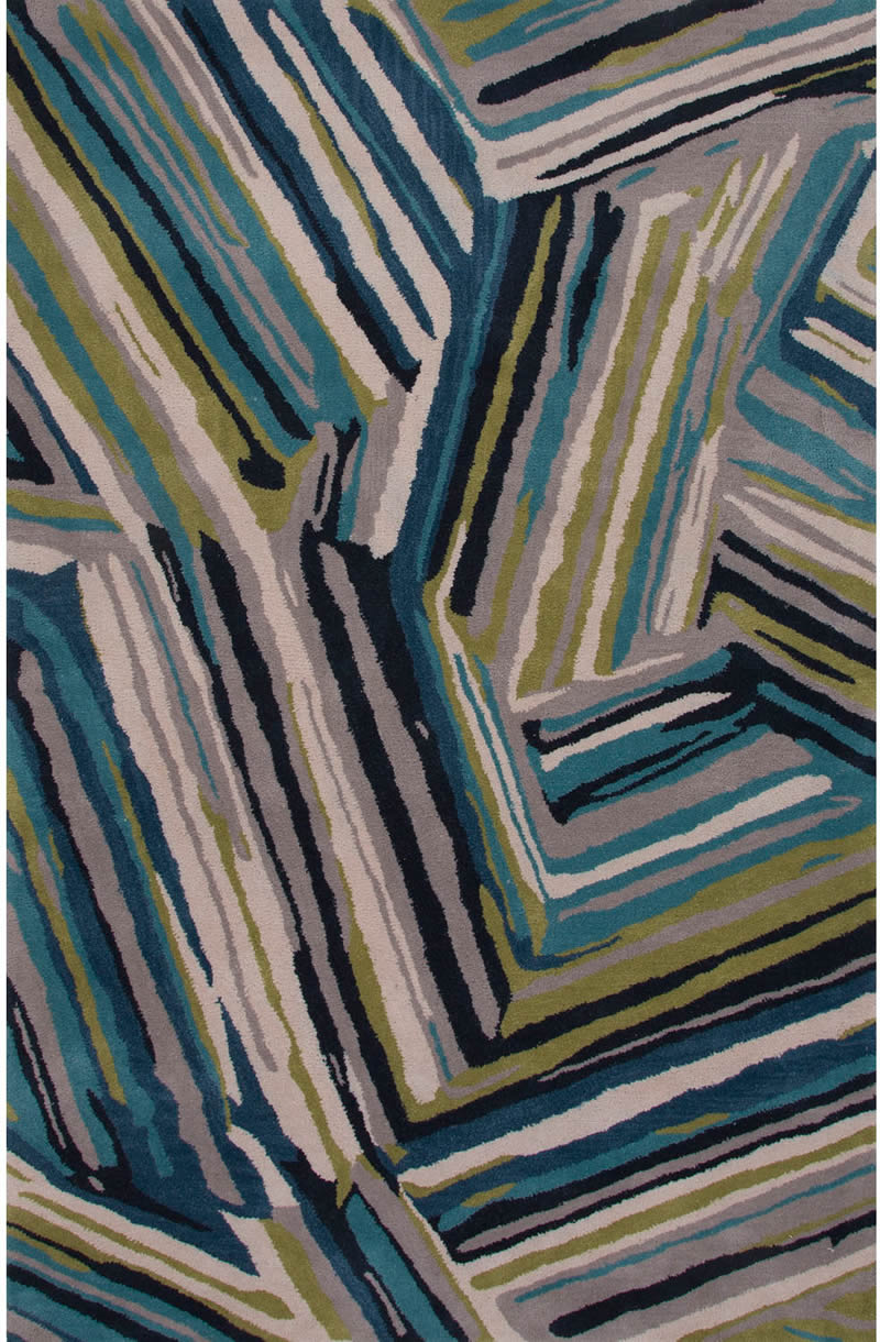 现代风格青蓝灰绿色抽象图案地毯贴图
